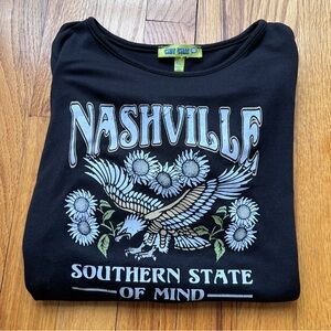 Black 'Nashville' Graphic Crop Top
